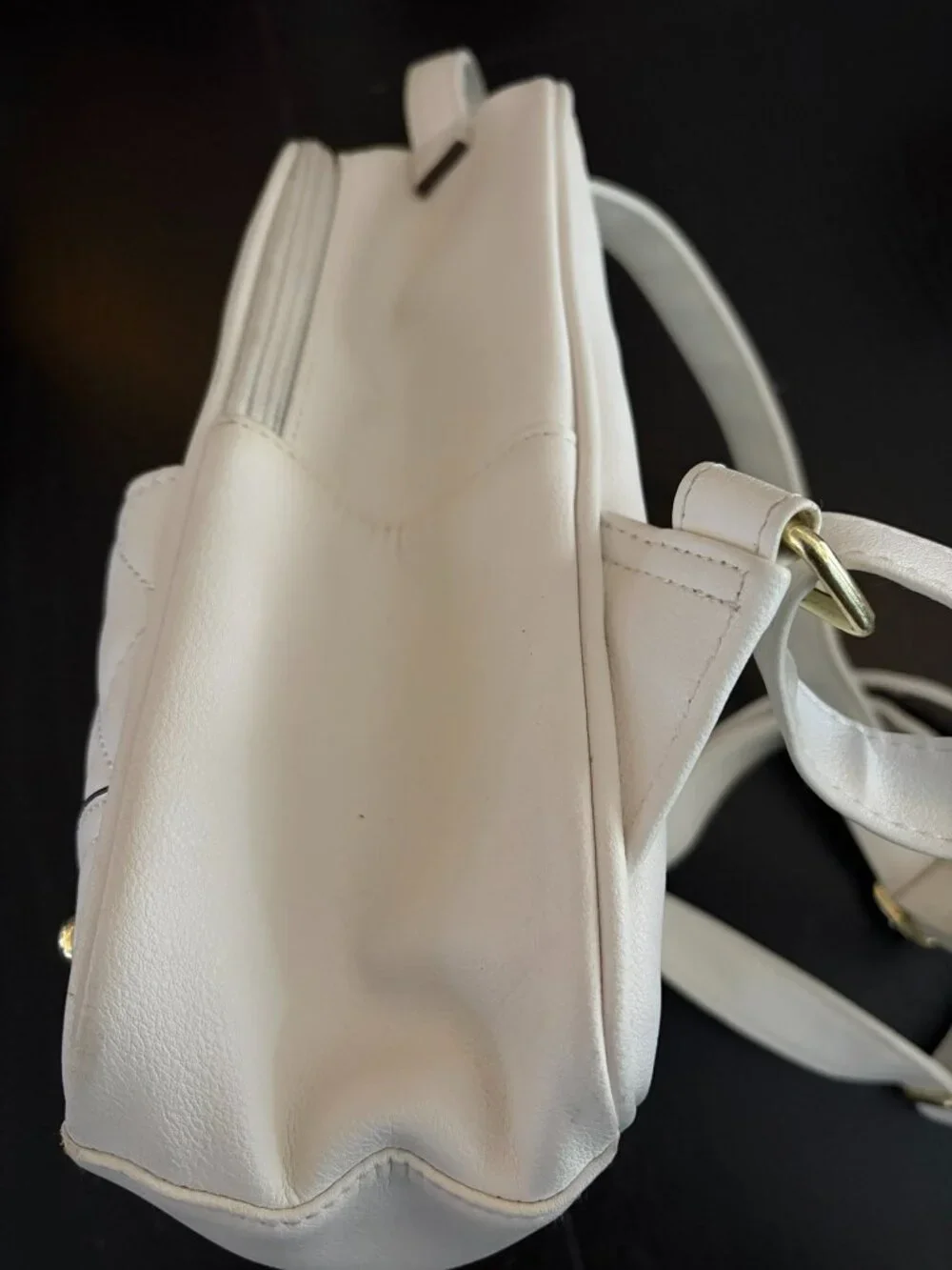 Juicy Couture White Faux Leather Quilted Small Backpack